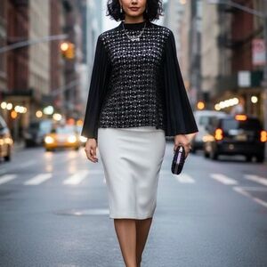 #A222  Nancy  Gothic Chic  Dark Academia Black Lace Top  NWT   Size  M